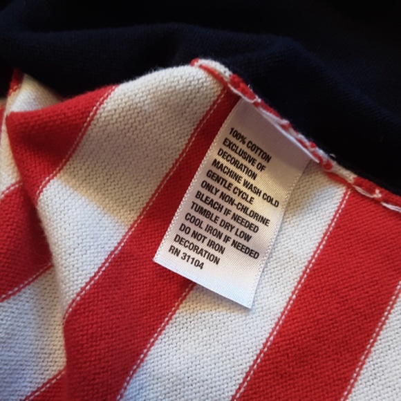 Navy Red & White Lightweight Holiday Sweater Gold Sequined Reindeer Sz XS - Picture 10 of 12